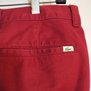 Lacoste Men's Cotton Slim Fit Pants 34 x 34 Preppy Casual Dark Red